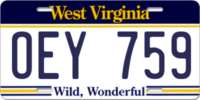 WV license plate OEY759