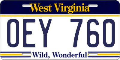 WV license plate OEY760
