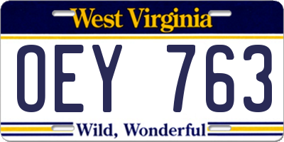 WV license plate OEY763