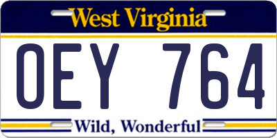 WV license plate OEY764