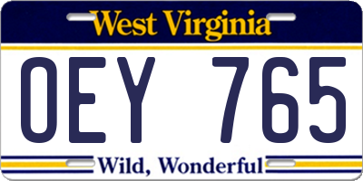 WV license plate OEY765