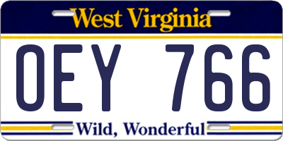 WV license plate OEY766