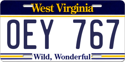 WV license plate OEY767