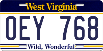 WV license plate OEY768