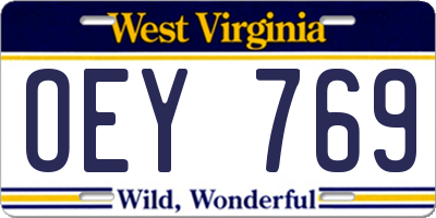 WV license plate OEY769