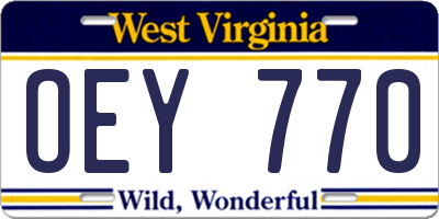 WV license plate OEY770