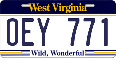 WV license plate OEY771