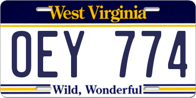 WV license plate OEY774