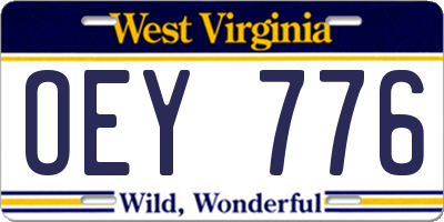 WV license plate OEY776