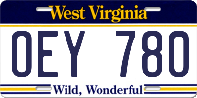 WV license plate OEY780