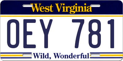 WV license plate OEY781