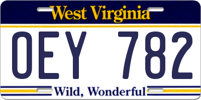 WV license plate OEY782