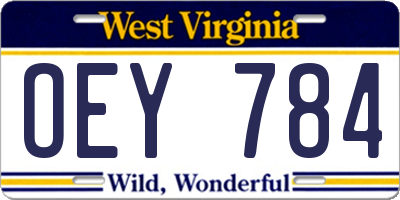 WV license plate OEY784