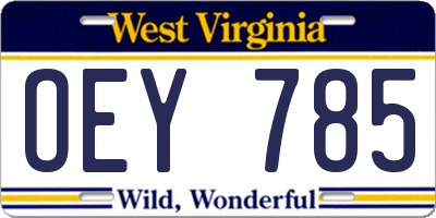 WV license plate OEY785