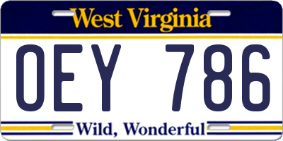 WV license plate OEY786