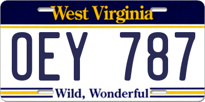 WV license plate OEY787