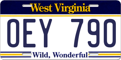 WV license plate OEY790