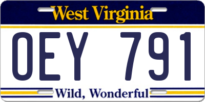 WV license plate OEY791