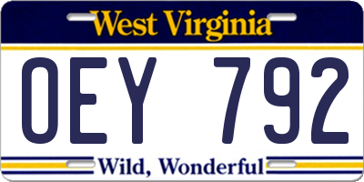 WV license plate OEY792