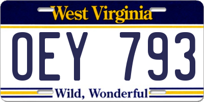 WV license plate OEY793