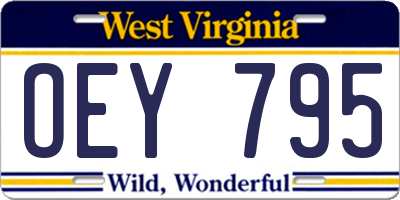 WV license plate OEY795
