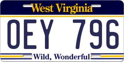WV license plate OEY796