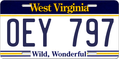 WV license plate OEY797