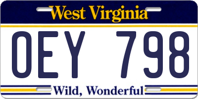 WV license plate OEY798