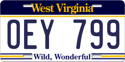 WV license plate OEY799
