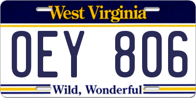 WV license plate OEY806