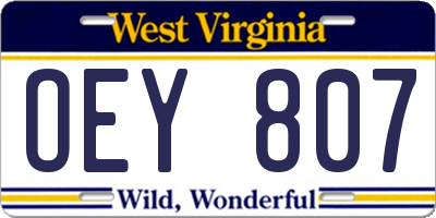 WV license plate OEY807