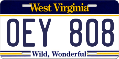 WV license plate OEY808