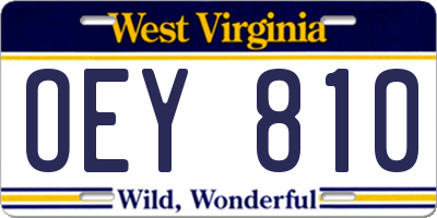 WV license plate OEY810
