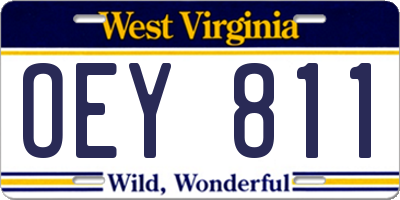 WV license plate OEY811