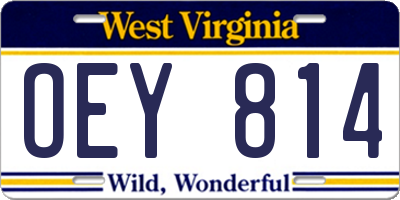 WV license plate OEY814