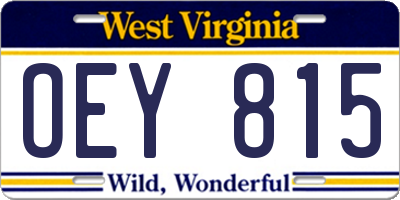 WV license plate OEY815