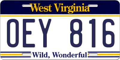 WV license plate OEY816