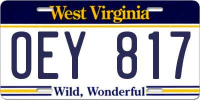 WV license plate OEY817