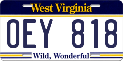WV license plate OEY818