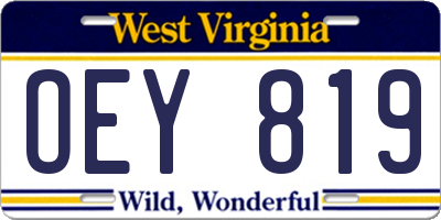 WV license plate OEY819