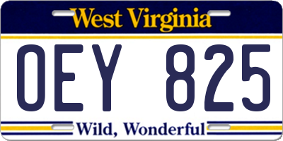 WV license plate OEY825