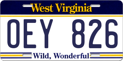 WV license plate OEY826