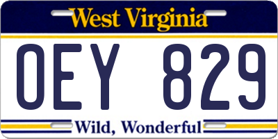 WV license plate OEY829