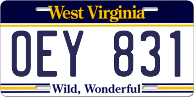 WV license plate OEY831