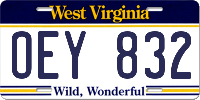 WV license plate OEY832