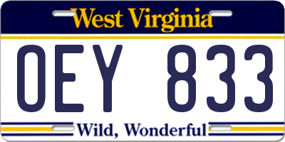 WV license plate OEY833