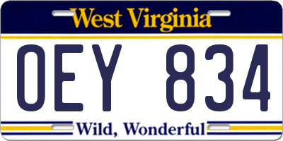 WV license plate OEY834