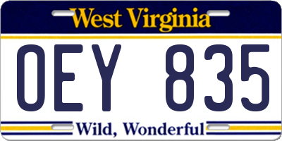 WV license plate OEY835