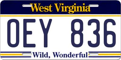 WV license plate OEY836