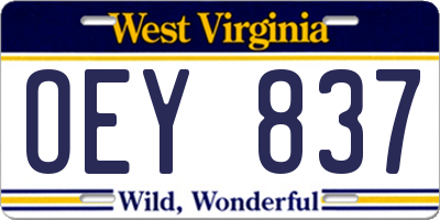 WV license plate OEY837